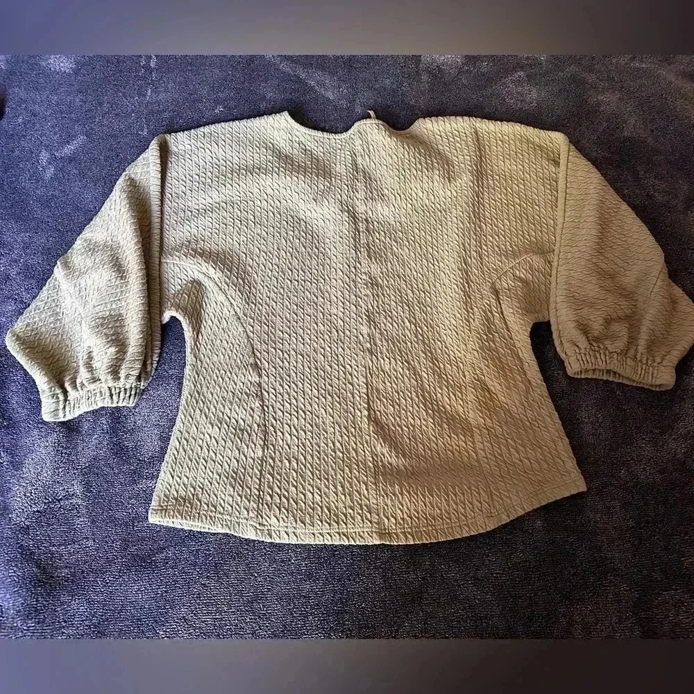 Anthropologie Sage Green Oversized Blouse Arya Textured Top size XS